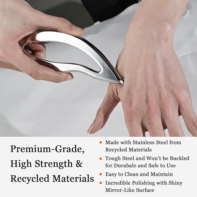 JWCASA Muscle Scraper Scar Tissue Massage Tools Foot, Neck, Knee, Leg Back Massager IASTM Tool for Physical Therapy & Plantar Fasciitis with 2 Pieces Set 16