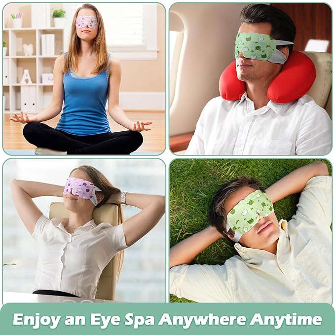 48 Pack Steam Eye Mask Disposable Self Heating Warm Compress for Dry Eyes, Unscented Lavender Rose Scented for Women Men Sleep Spa Travel Relaxing Gift