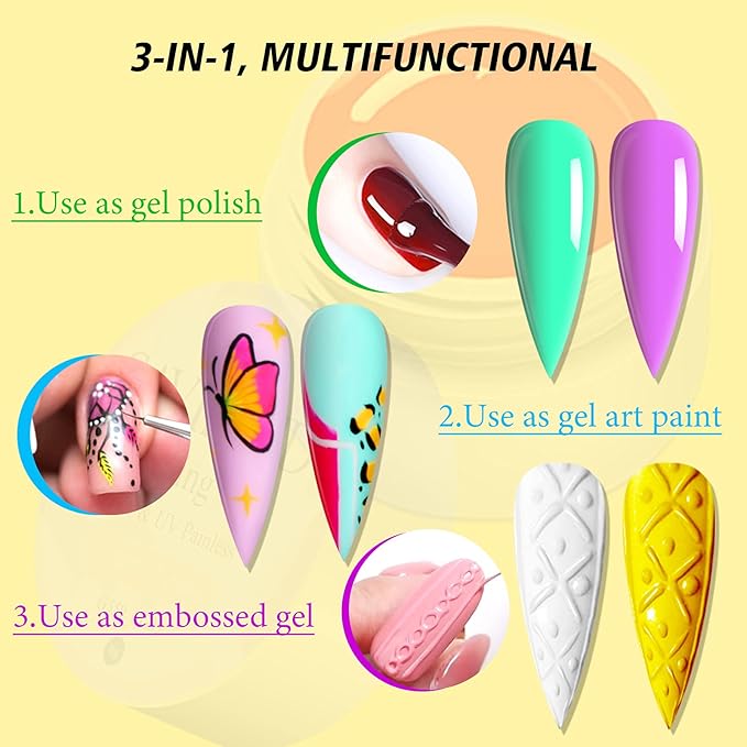 SAVILAND Gel Paint Kit: 48 Colors Nail Art Painting Gel Nail Polish Set with 15pcs Nail Art Brushes for Drawing Painting Home & Salon Manicure DIY