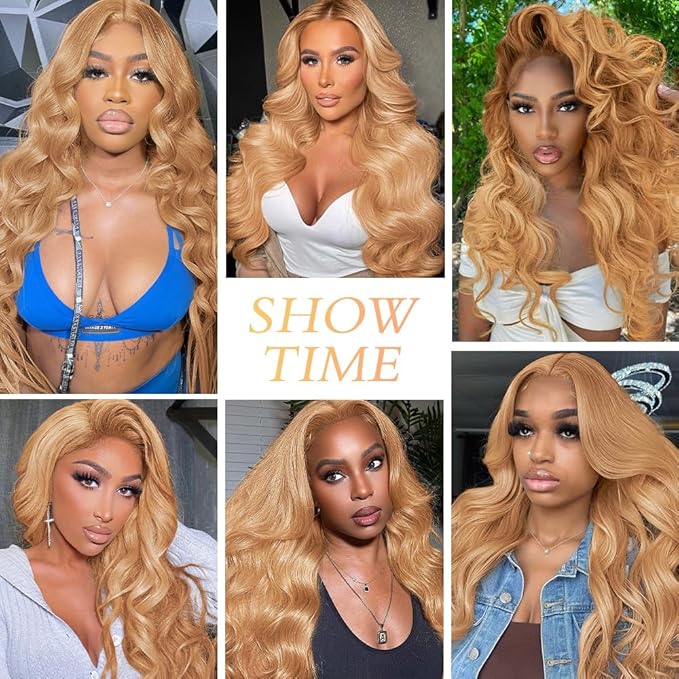 30 Inch Honey Blonde Lace Front Wig Human Hair Pre Plucked Blonde Lace Front Wigs Human Hair With Baby Hair 200% Density #27 Colored 13x4 Body Wave Honey Blonde Wig Human Hair
