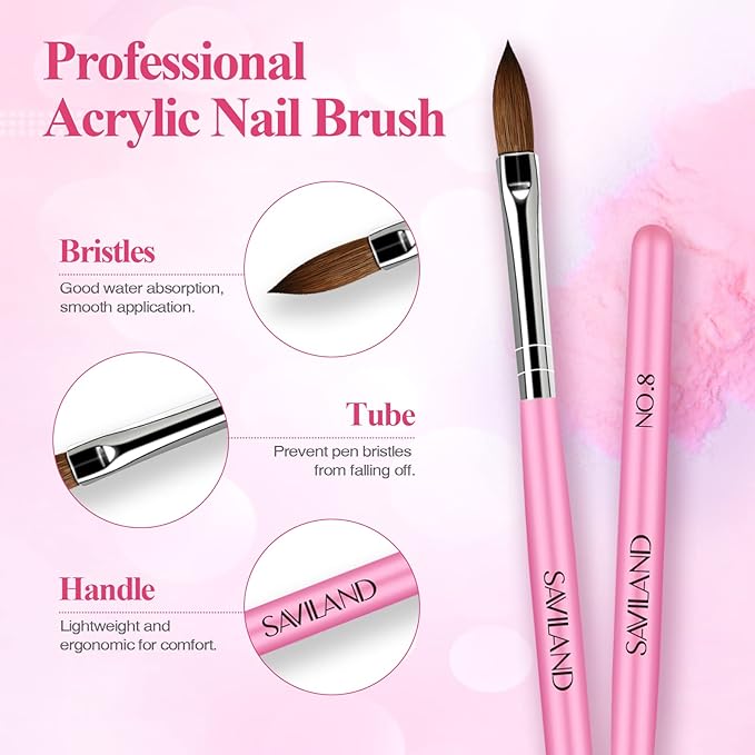 Saviland Acrylic Nail Kit – 61 in 1 Nail Kit Set Full Acrylic Powder Set with Everything Nail Supplies Acrylic Nail Liquid Nails Tips & Glue for Beginners Nail Extension French Manicure Home DIY