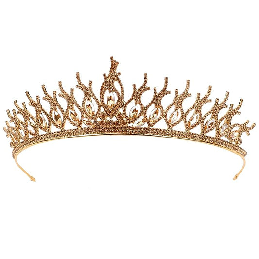 LIMELIA Women's Tiara for Henna Wedding Party|Glitter Hair Accessories for Bridal Birthday Pageant Prom Halloween Cos-play Christmas Party|Tulip-Honey