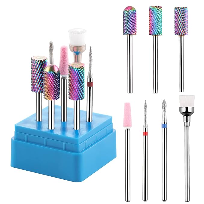 Makartt Nail Tool Sterilizer Bundle with Nail Drill Bits, 7Pcs Tungsten Carbide Nail Drill Bit