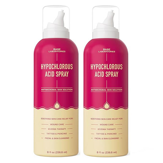 BASE LABORATORIES Hypochlorous Acid Spray for Face & Skin | 8oz | Magic Facial Spray Daily Skin Repair Solution for Sensitive Skin, Redness, Irritations, Eczema | Hypochlrous HOCL Molecule Spray | 2PK