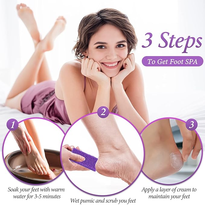 200 Pcs Disposable Foot Pumice Stone Bulk for Feet Pumice Stone Foot Scrubber Dead Skin Pedicure Scrubber Exfoliator Sponge for Feet Callus Remover Bath, Spa, 3.54 x 1.77 x 0.47 Inch(Purple, Purple)