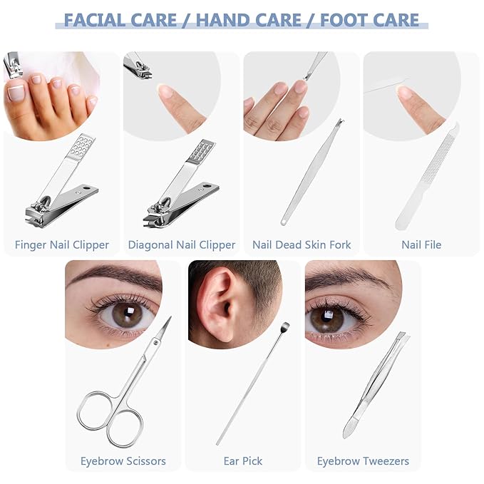 30 Set Manicure Kit Bulk Nail Clippers Kit 7 in 1 Mini Nail Clippers Stainless Steel Professional Nail Care Pedicure Kit with Travel Bag Grooming Kit for Valentine Women Men Home(Vivid Color,Cute)