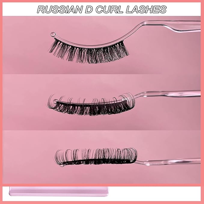 Russian D Curl Strip Lashes Fluffy False Eyelashes Natural Lashes 15-20mm Fake Lashes Pack Volume Eye Lashes 10 Pairs Faux mink lash Multipack