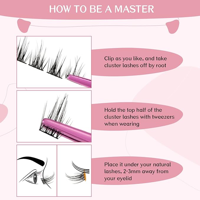 Lash Clusters, 72 Pcs Individual Cluster Lashes DIY Lash Extension 8-16mm Eyelash Clusters Volume Wispy Lashes Super Thin Band Reusable Soft & Comfortable（Pleasure,D-10）