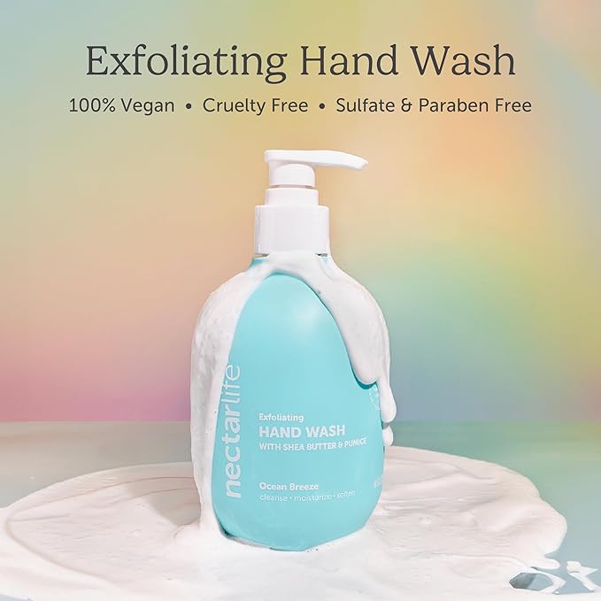 Nectar Life Exfoliating Hand Wash with Shea Butter & Pumice, Ocean Breeze Scent, Set of 3