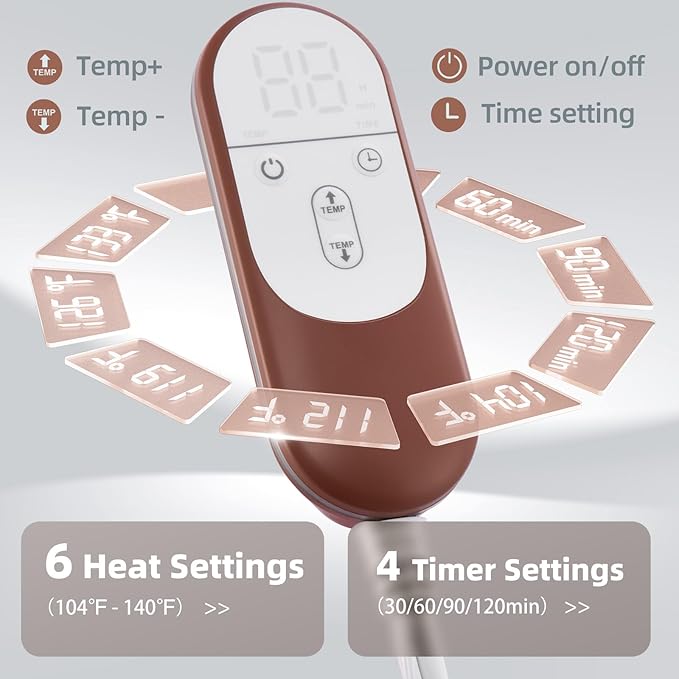 17x33 Heating Pad for Pain Relief | Ultra-Soft Microplush Fabric | 6 Adjustable Heat Settings (Moist & Dry) | Safe 2-Hour Auto Shut-Off | Perfect for Back, Neck, Shoulders | Great Gift Idea