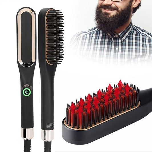 Heated Beard Brush, Electric Mini Beard Straightening Comb Design, Multifunctional Hair Straightener Comb Electric Comb for Hair Combs Beard Straightener Brush for Men(Us)