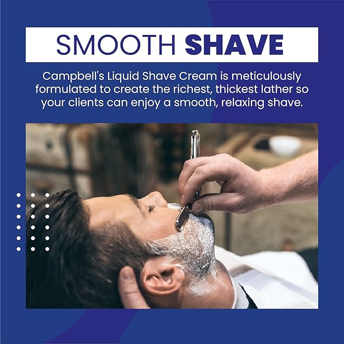Campbell’s Liquid Shave Cream Lather, Barber Shaving Cream Lather, Professional Shaving Supplies and Products, 8 Ounces, (Pack of 3)