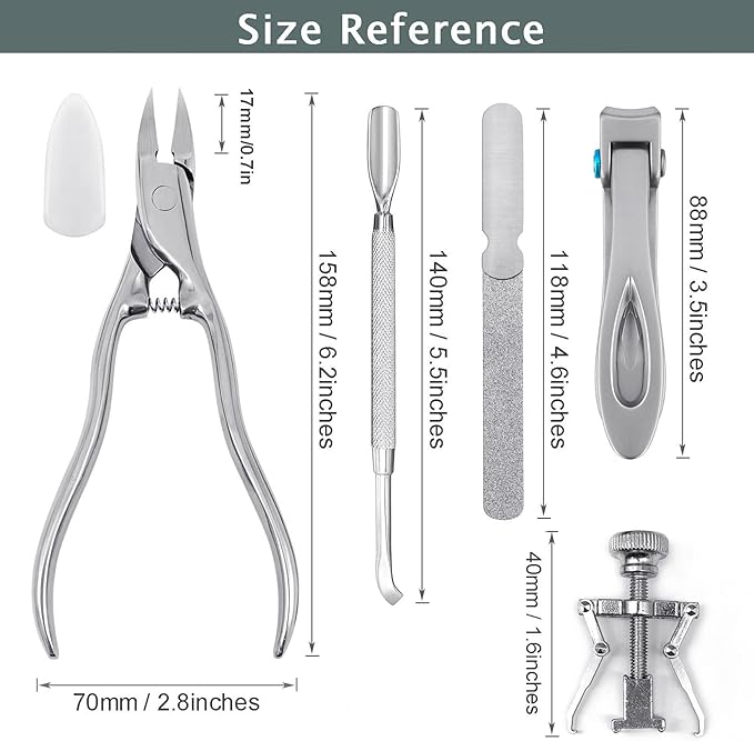 Long Handled Toenail Clippers for Seniors Thick Nails, Ultra Sharp Toe Nail Clippers for Men, Heavy Duty Stainless Steel, 5pcs Set