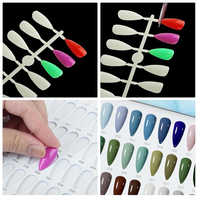 320 Nail Color Chart Book,Leather Nail Color Display Book with 480 Nail Tips & 1-400 Number Labels,Professional Nail Color Chart Display Book for Nail Polish Nails Art Design(Grey)