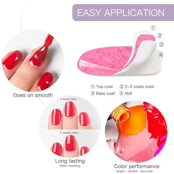 Vishine 24 PCS Soak Off UV Gel Nail Polish Plain Range - 22 Color Gel Polish & No Wipe Base and Top Coat Starter Set 02