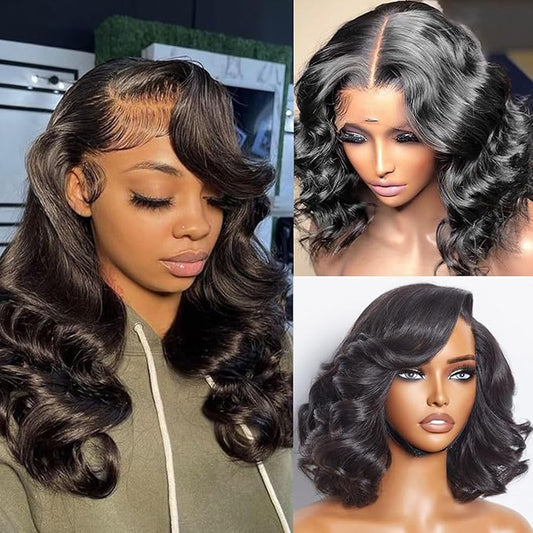 13x6 Lace Front Wigs Human Hair Pre Plucked 200% Density 14 Inch Body Wave Lace Front Human Hair Wigs for Women HD Transparent Glueless Wigs Human Hair Pre Plucked with Baby Hair