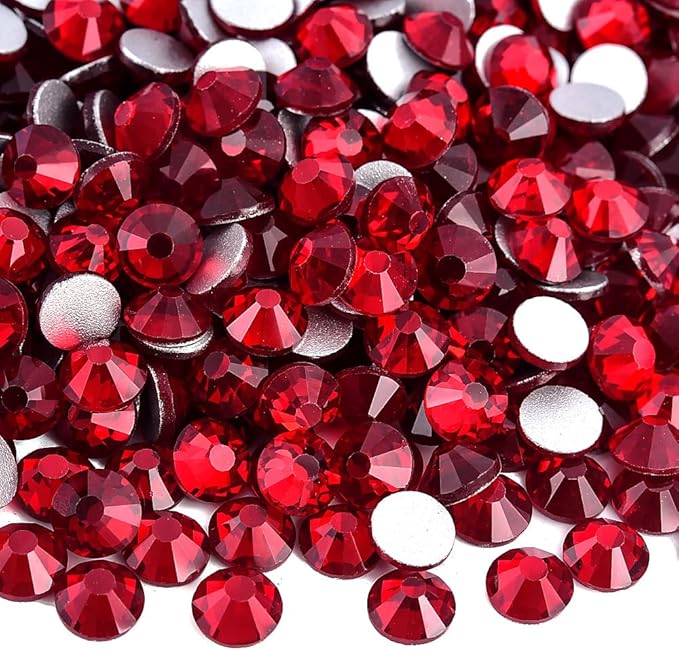 Blinginbox Flatback Rhinestones Bulk,14400pcs Crystal Round Loose Gemstones Glass Rhinestones for Crafts Makeup Nail Art Clothes Shoes DIY Decorations(SS10,2.7-2.9mm,Dark siam)