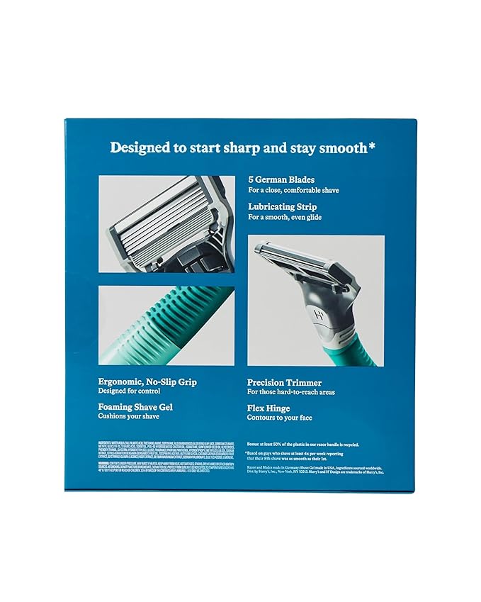 Harry's Shaving Kit for Men - Razor Handle, 9 Razor Blade Refill Cartridges, and Foaming Shave Gel - Shaving Gift Set for Him - Sage