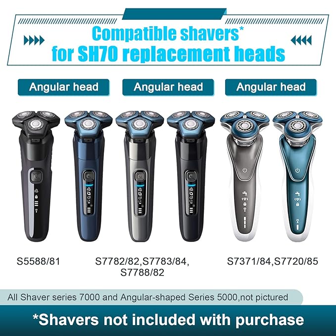 9 Pack SH70/71 Replacement Head Compatible with Philips Norelco Series 7000， Upgraded SH70/71 Compatibility Double blades for norelco 7000 replacement heads