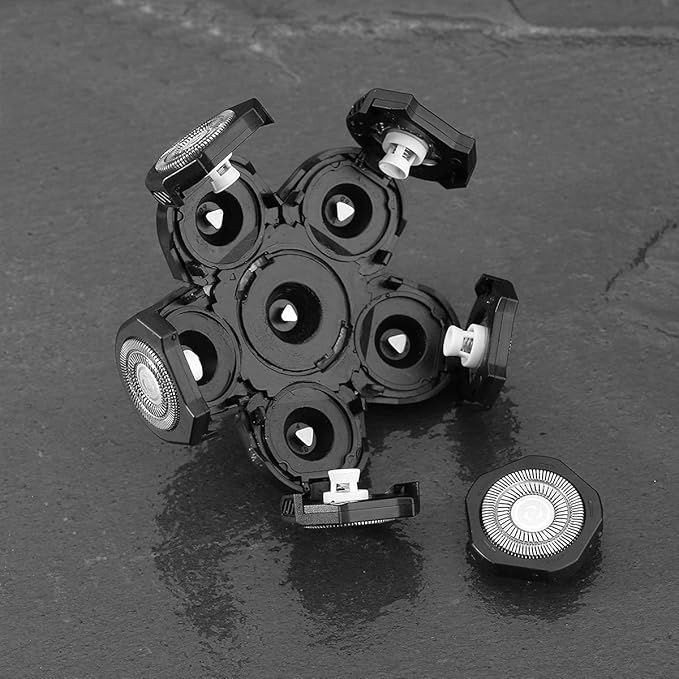 Universal 6 Blade Replacement Heads for Mainstream Shaver Brands, Bald Shaver Replacement Heads with Blade Cover (Black)
