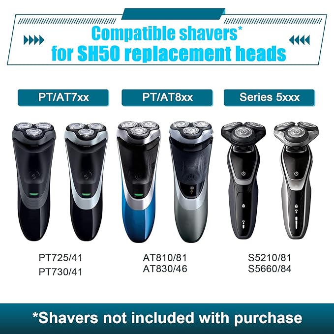 9 Pack SH50 Replacement Head Compatible with Philips Norelco Series 5000， Upgraded SH50 Compatibility Double blades for norelco 5000 replacement heads.