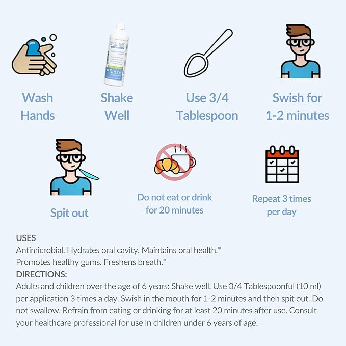 StellaLife Oral Rinse: Dry Mouth Mouthwash, Natural Daily Dental Hygiene for Healthy Gums, Fresh Breath, Sugar Free, Propolis, Xylitol, Advanced Healing After Dental Procedures (16 fl oz, Spearmint)