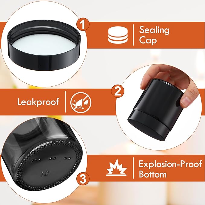 Norme 36 Pcs 4 oz Glass Jars with Lids Leakproof Round Airtight Empty Cosmetic Jars with Inner Liners Lid for Storing Lotions Powder Ointments Candle Making (Black)