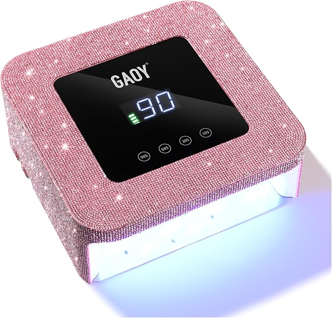 GAOY Cordless UV LED Nail Lamp for Gel Nails, Rechargeable UV Light, Professional Nail Dryer with 4 Timers, Automatic Sensor and Sensitive Mode for Fast Curing, Pink Diamond