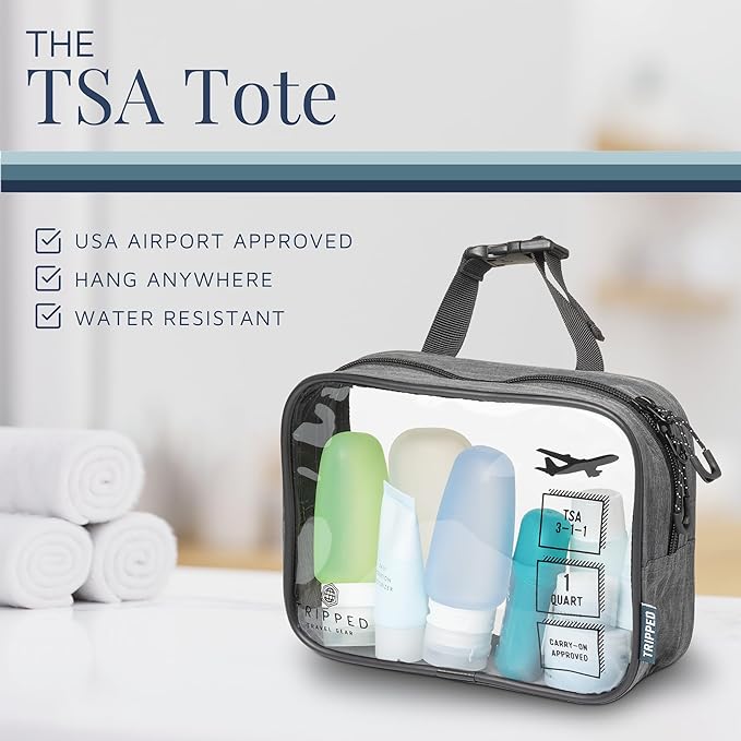 Toiletry Bag Kit Set: Hanging Travel Toiletry Bag + 311 TSA Cosmetic Liquid Bag + Ultralight Accessory Organizer Pouch