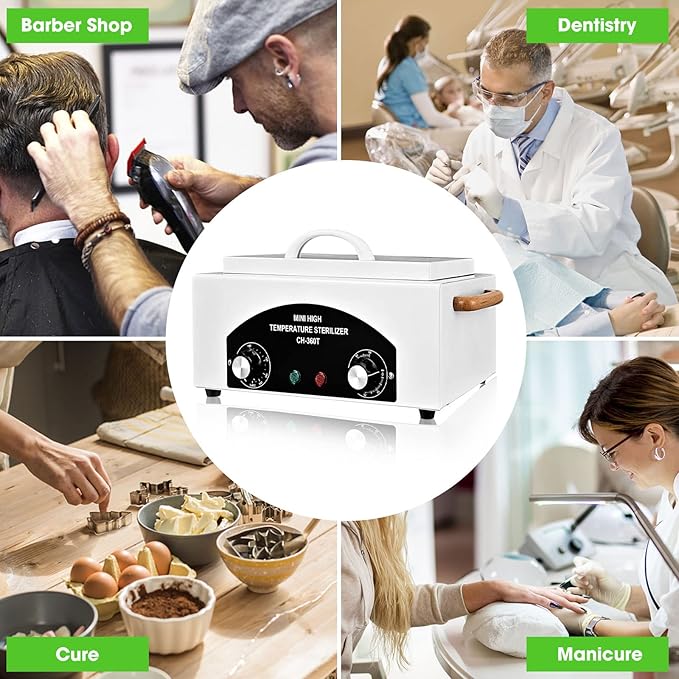 Sterilizer for Nail Tools 1.5L 110V 300W High Temperature Metal Clean Box with Adjustable Timer Temperature Sterilizer Cabinet for Manicure SPA Salon Metal Hairdressing Tool Equipment(white)