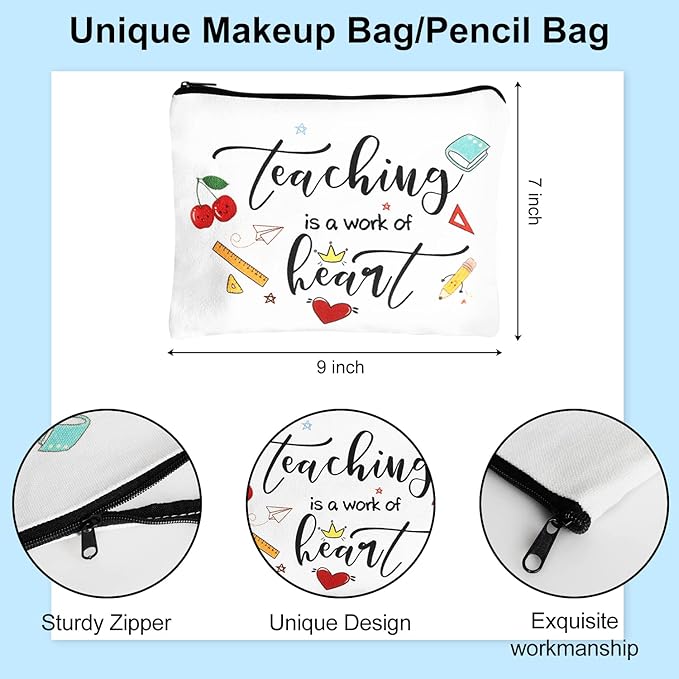 UAREHIBY 18 PCS Teacher Appreciation Gifts in Bulk,6 Styles Makeup Bags for Women,Teacher's Day Keychain,Thank You Teacher Christmas Gifts with Bracelet,Graduation Gift for teacher