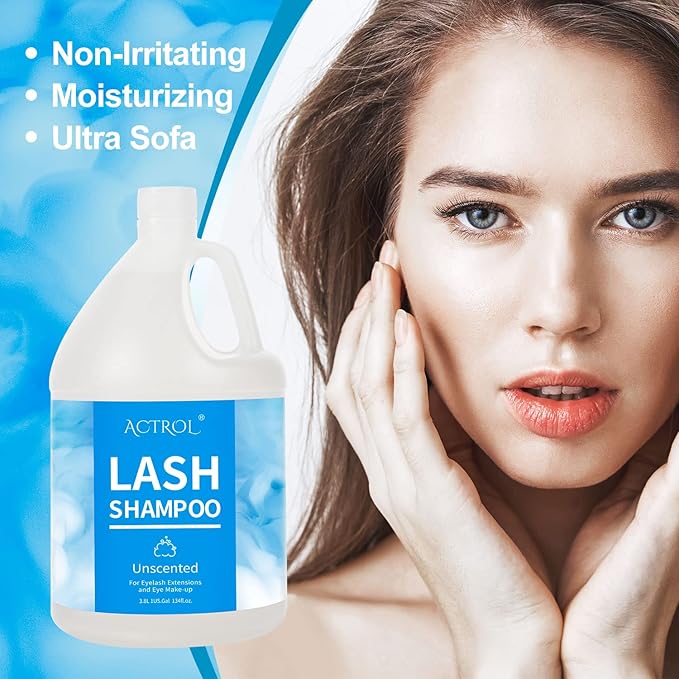 Eyelash Extension Cleanser Gallon Unscented 3.8L Natural Lash Extension Shampoo Professional Eyelid Foaming Cleanser Paraben & Sulfate Free Non-lrritating with Salon and Home Care