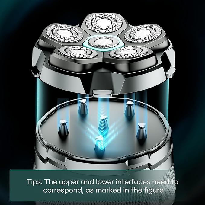 Head Shavers for Bald Men - kensen 6D Cordless Electric Razor, Waterproof Skull Shaver for Wet/Dry Use, LED Display, Type-C Charging, Close Shave - Easy to Clean, Perfect for Bald Heads and Face