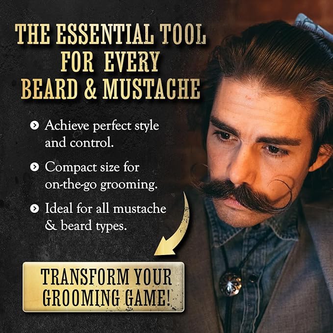 Mustache Wax Strong Hold Sudden Death 1 oz Tin & Platinum Death Grip Mustache Comb Mens Combo Kit - Grooming For Men Handlebar Moustache & Beard Wax Styling