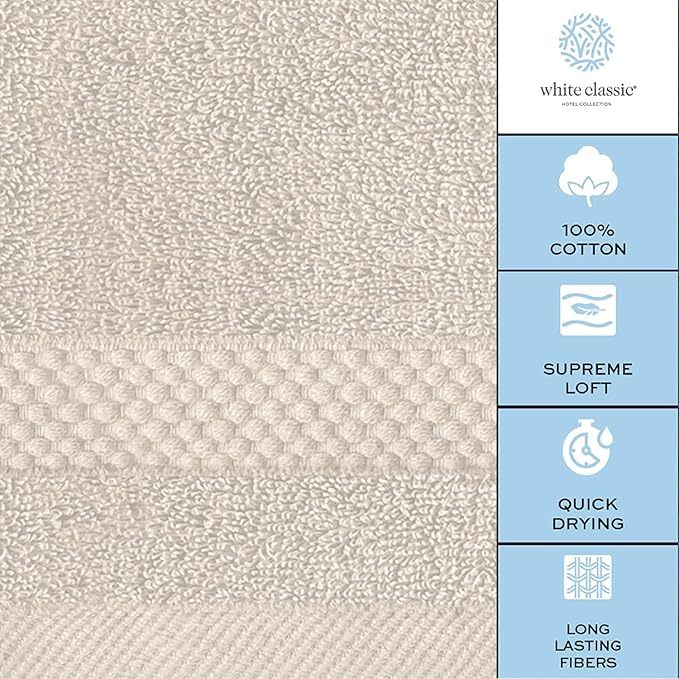 White Classic Luxury Washcloths for Bathroom-Hotel-Spa-Kitchen-Set - Circlet Egyptian Cotton - Highly Absorbent Hotel Quality Face Towels - Bulk Set of 12-13x13 Inch (Ivory)