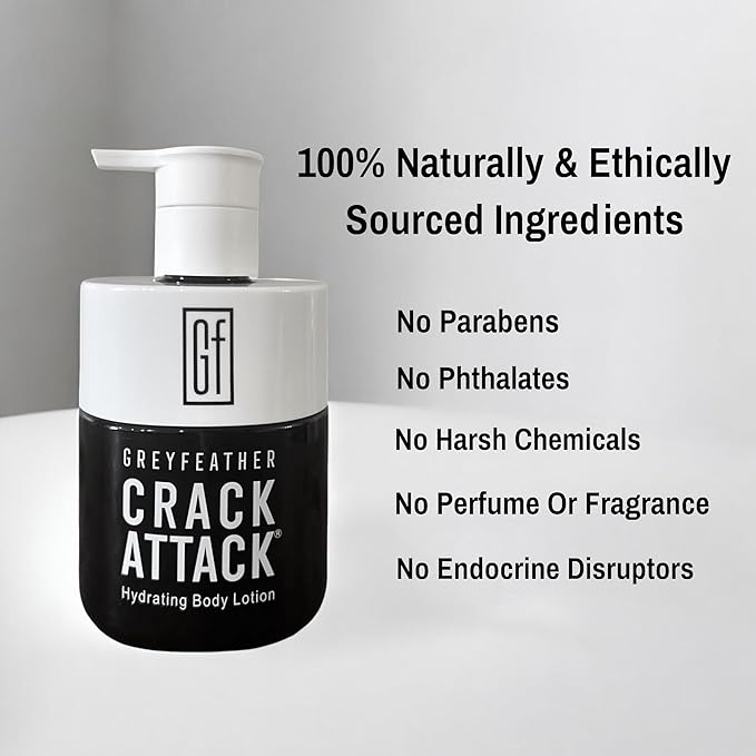 Crack Attack Hydrating Body Lotion – Fast-Absorbing, Non-Greasy Moisturizer for Dry, Cracked Skin – With Aloe, Emu Oil, Shea Butter & Mint – Natural, Fragrance-Free, Full Body Repair Cream