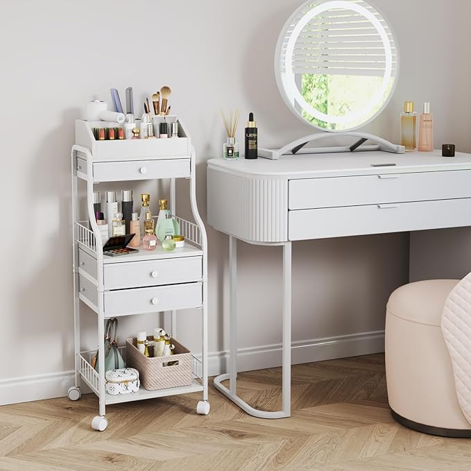 HapiRm Floor Makeup Organizer Storage - Vanity Skincare Make Up Organizers and Storage with Drawers, Cosmetics Display Cases Holder for Skin Care Nail Polish Perfume Makeup Brush