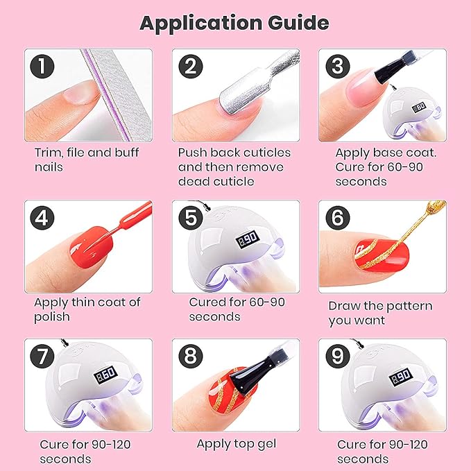 RARJSM Painted Nail Polish Set, 12 Colors Neon Pink Yellow Green Glitter Silver Gold Nail Art Painting Manicure Tools DIY Drawing Nail Gel for Line UV LED Required