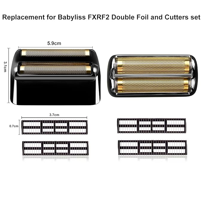 3 pack Replacement Foil and Cutters Compatible with BaBylissPRO Barberology FXFS2 Shaver Metal shaver foil replacement heads,Black