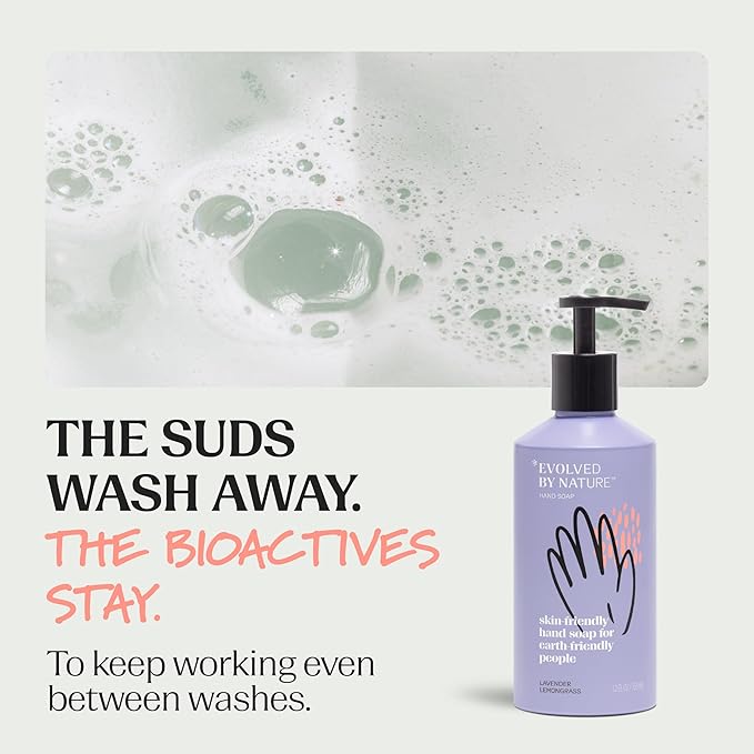 Evolved By Nature Liquid Hand Soap, 12 Oz (Pack of 3), Lavender Lemongrass, Biodegradable Formula