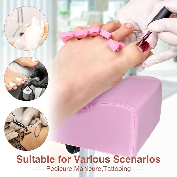 Pedicure Stool, Height Adjustable, H-Shaped Arch Cushion, Pink, Salon & Spa