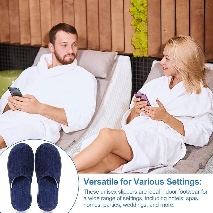Panitay 20 Pairs Reusable Spa Slippers for Guests Washable House Slippers with Triple Layer Coral Fleece for Home Indoor Hotel Travel, Closed Toe