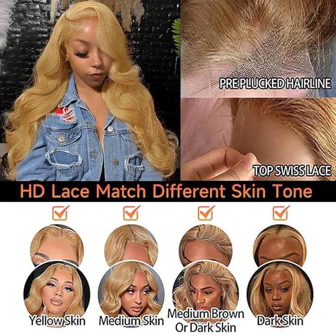 30 Inch Honey Blonde Lace Front Wig Human Hair Pre Plucked Blonde Lace Front Wigs Human Hair With Baby Hair 200% Density #27 Colored 13x4 Body Wave Honey Blonde Wig Human Hair