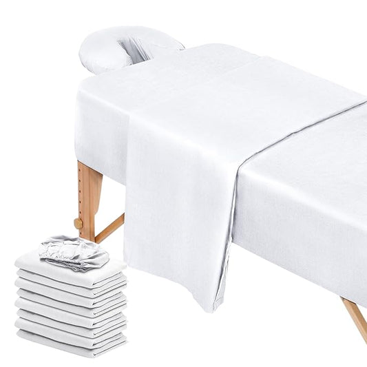 12 Pcs 4 Sets Premium Microfiber Massage Table Sheet Set, Include Massage Table Cover, Massage Fitted Sheet, Massage Face Rest Cover for Beauty Salon Spa Hair Salon, White