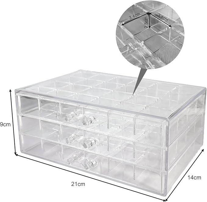3 Tier 72 Lattice Nail Organizers and Storage Clear Acrylic Nail Jewellery Accessories Storage Case Holder Shelves Display Rack Stand for Painted Glue,Brushed Glue,Carving Glue Nail Table