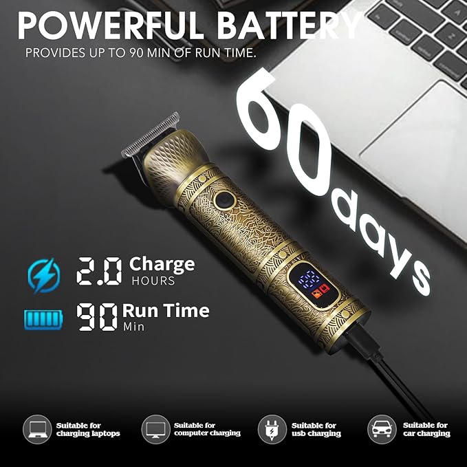 DSP Beard Trimmer for Men - Zero Gapped Trimmer, Shaving Kit for Face, Mustache, Body, Nose Hair; Cordless with Stand