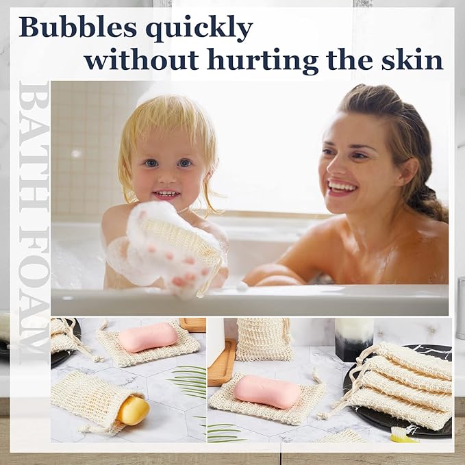 Cunhill Exfoliating Pouch Sisal Soap Saver Bag with Drawstring Mesh Foaming and Drying Soap Holder for Bath and Shower (100 Pieces)