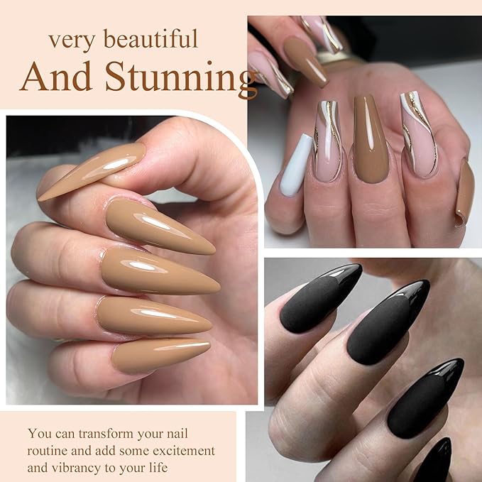 MEET ACROSS Brown Nude Gel Nail Polish Set Chocolate Gel Polish Kit All Seasons Gray Dark Tan Taupe Nail Gel Polish Soak Off UV Nail Design Home Diy Gift for Women 18pcs*7ml