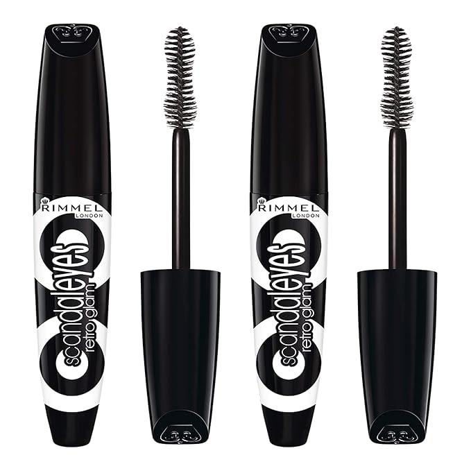 Rimmel Scandaleyes Retro Glam Mascara Redesign Extreme Black, 0.41 Fl Oz , 2 Count (Pack of 1)