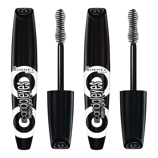 Rimmel Scandaleyes Retro Glam Mascara Redesign Extreme Black, 0.41 Fl Oz , 2 Count (Pack of 1)